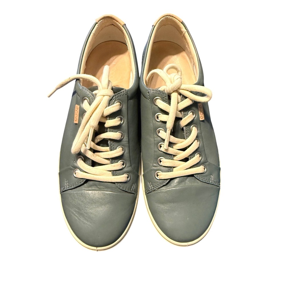 ECCO Soft 7 Sneakers Size 7 Blue Green Leather Lace‎ Up Low Top 43000301232